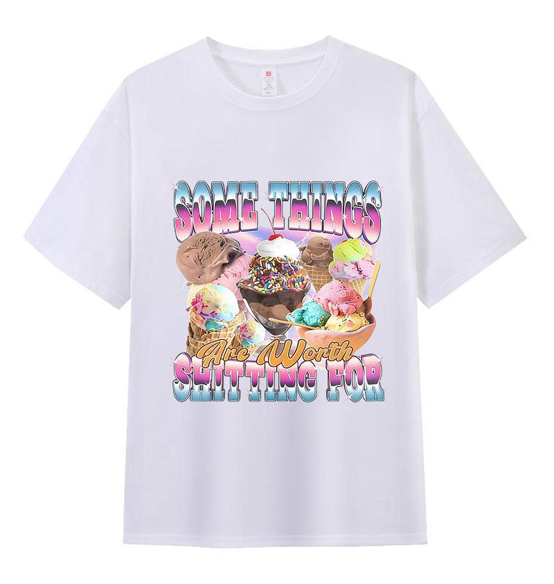 Ice Cream Lover Funny Meme Graphic T-shirt Men Women Fashion Vintage Clothing T Shirt Casual O-Neck Cotton Short Sleeve T Shirts