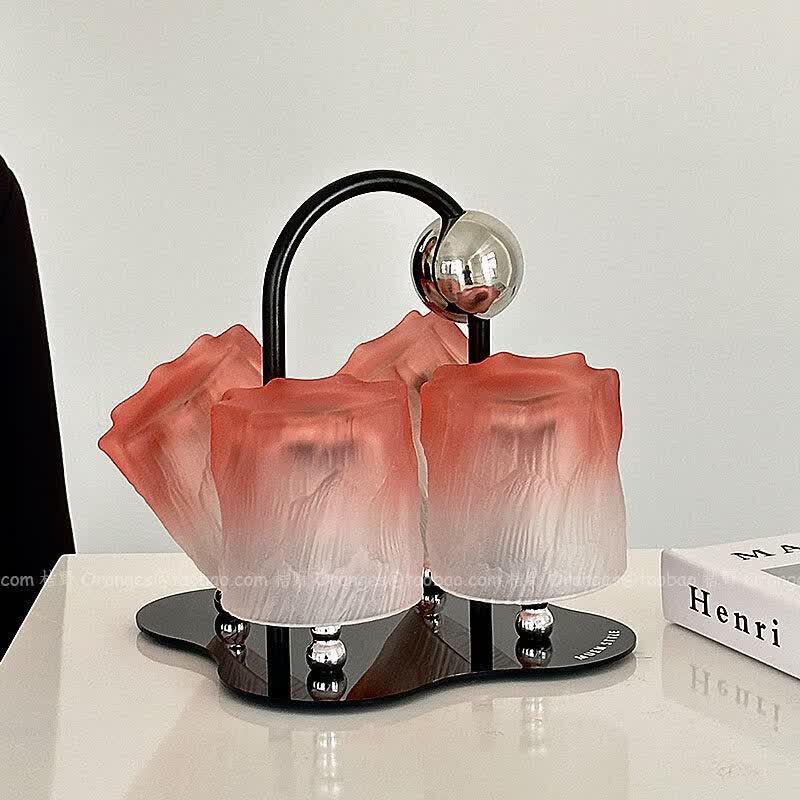 Frosted Gradient Pink Glass Cup Set