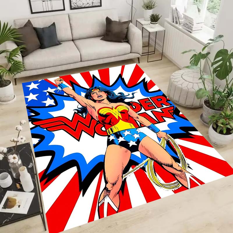 Wonder Woman pattern rug, suitable for living room, bedroom, bedside, balcony and other places, Nordic style decorative rug,