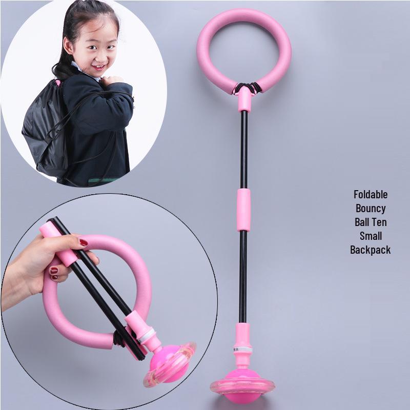 Elastic Flashing Bouncing Ball and Rotating Jump Hoop Set for Kids and Adults