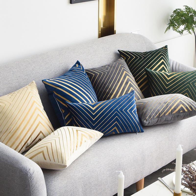 Modern Nordic Geometric Striped Sofa Back Cushion - Light Luxury Style