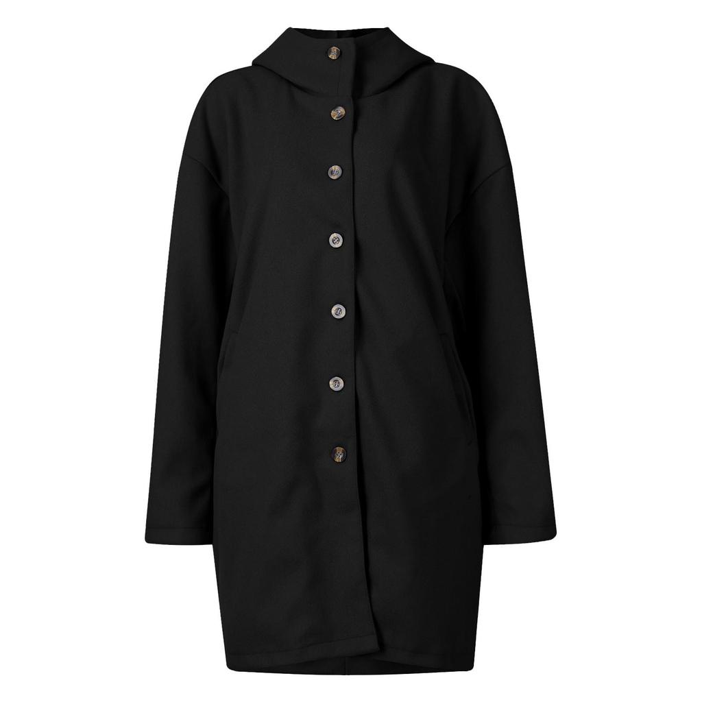 Giacca Colorata da Donna Casual Vestibilità Larga Cappotti con Bottoni Manica Lunga Capospalla con Tasca, Soprabito con Cappuccio
