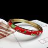 Emaille Chinesisches Cloisonné Armband Traditionelles Chinesisches Pfingstrosen Filigran Blume Armreif Klassisch Vintage Damen Handarmband