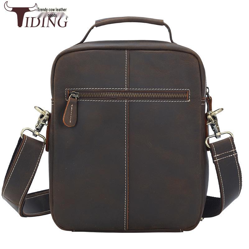 Tide Cow Men's Vintage Crazy Horse Leather Crossbody Messenger Bag