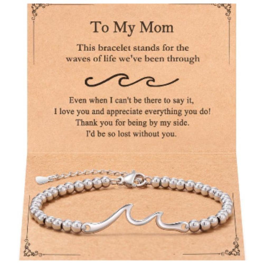Wave Silver Bead Bracelet Wave Pendant Lobster Buckle Adjustable Silver Bead Bead Sister Wave Silver Bead Bracelet
