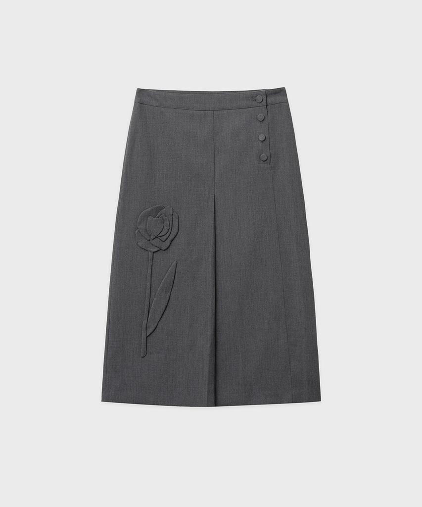 Sinun Sn Rose Applique Skirt (Grey)