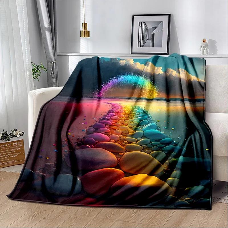 Weiche Bunte Kieselsteinweg Überwurfdecke Naturinspiriertes Design für Zuhause Schlafzimmer Bett Sofa Abdeckung Kinder Neuer Stil