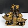 Pure Copper Carved Boy and Girl Mandarin Duck Animal Ornament Brass Feng Shui Office Decoration Home Decor