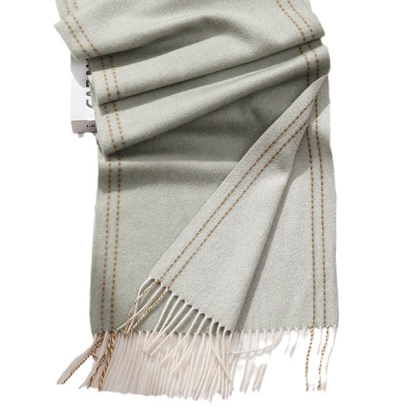 Autumn and winter narrow version cashmere water ripple scarf women's light luxury high-end shawl British thickened warm scarf
