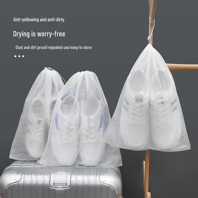 Disposable Non-Woven Dustproof Shoe Drying Cover with Drawstring – Small White