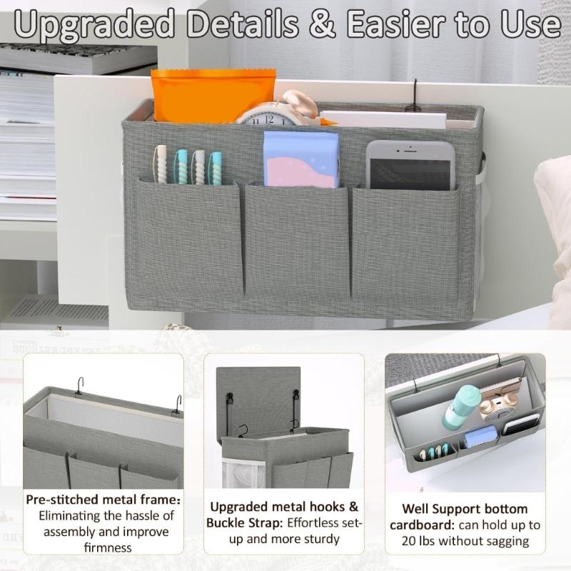 Bedside Hanging Organizers Bag for Small Items Storage Sturdy Waterproof Fabric Without Tool Installation