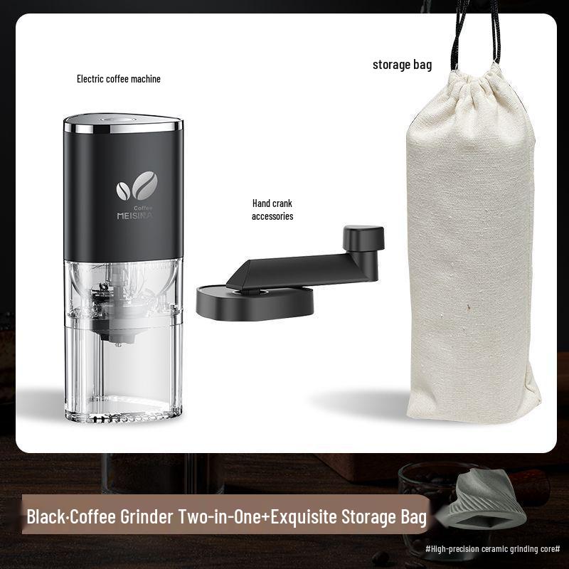 Electric Coffee Bean Grinder - Portable Hand-Crank Coffee Maker, Small Automatic & Household Use