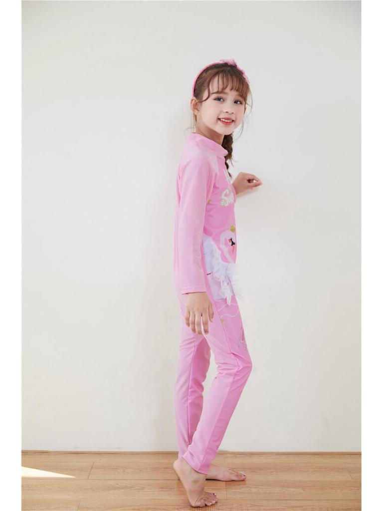 Uroczy strój kąpielowy dla niemowląt z długim rękawem, ochroną przeciwsłoneczną i spodniami