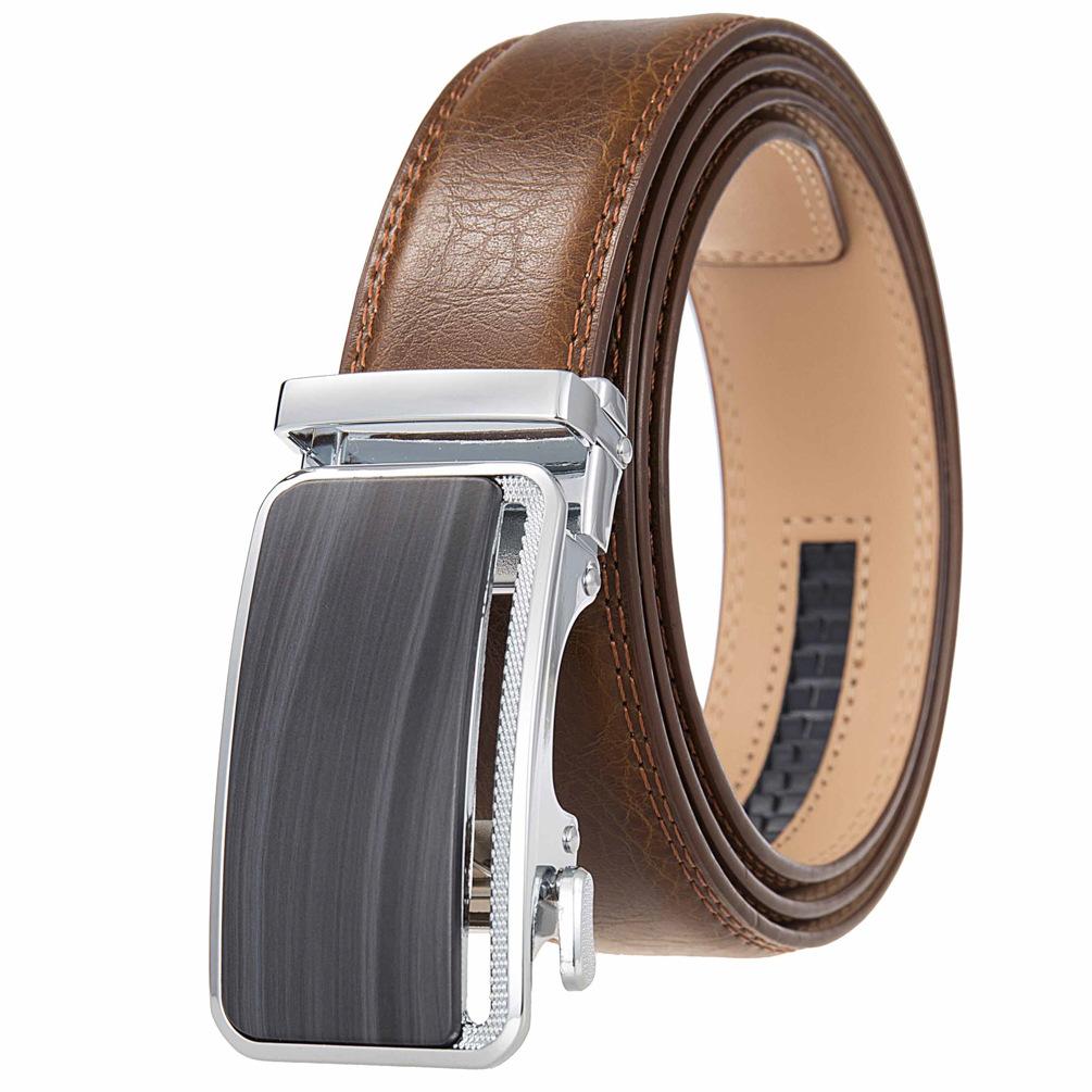 1Pcs Fashion Versatile Business Men'S Belt, Cowhide Belt Automatic Buckle Men'S Belt Ly36-35576-1
