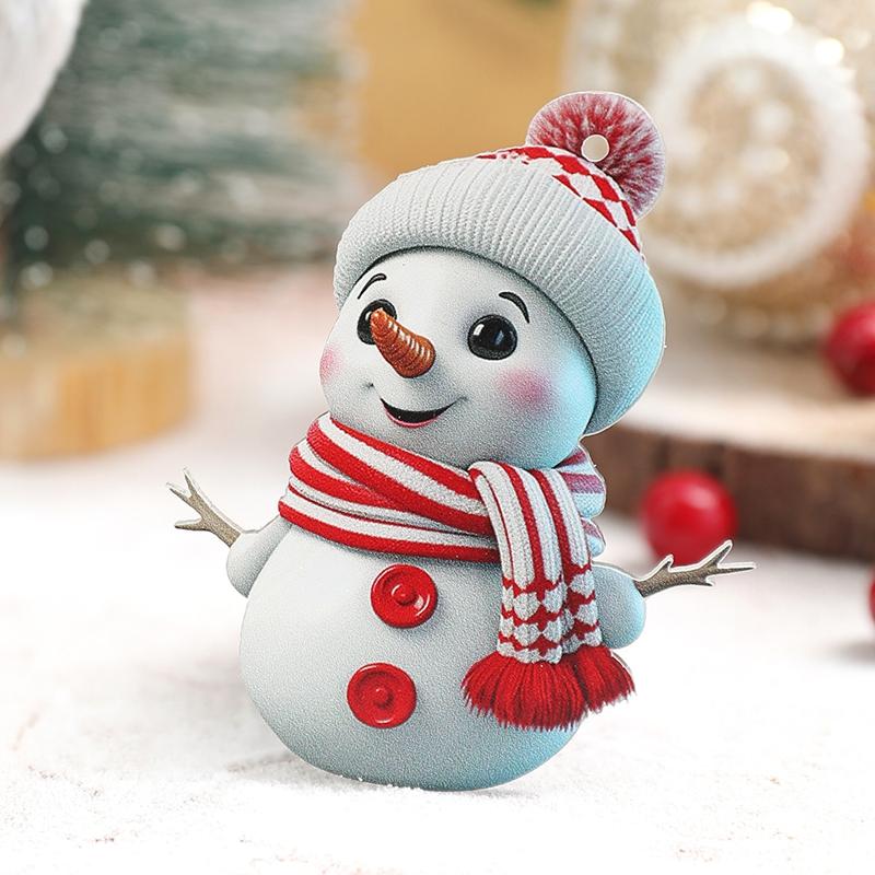 1/5Pcs 2D Acrylic Cartoon Snowman Hanging Xmas Tree Pendant for Christmas Decoration Navidad Home Decor New Year Party Gifts