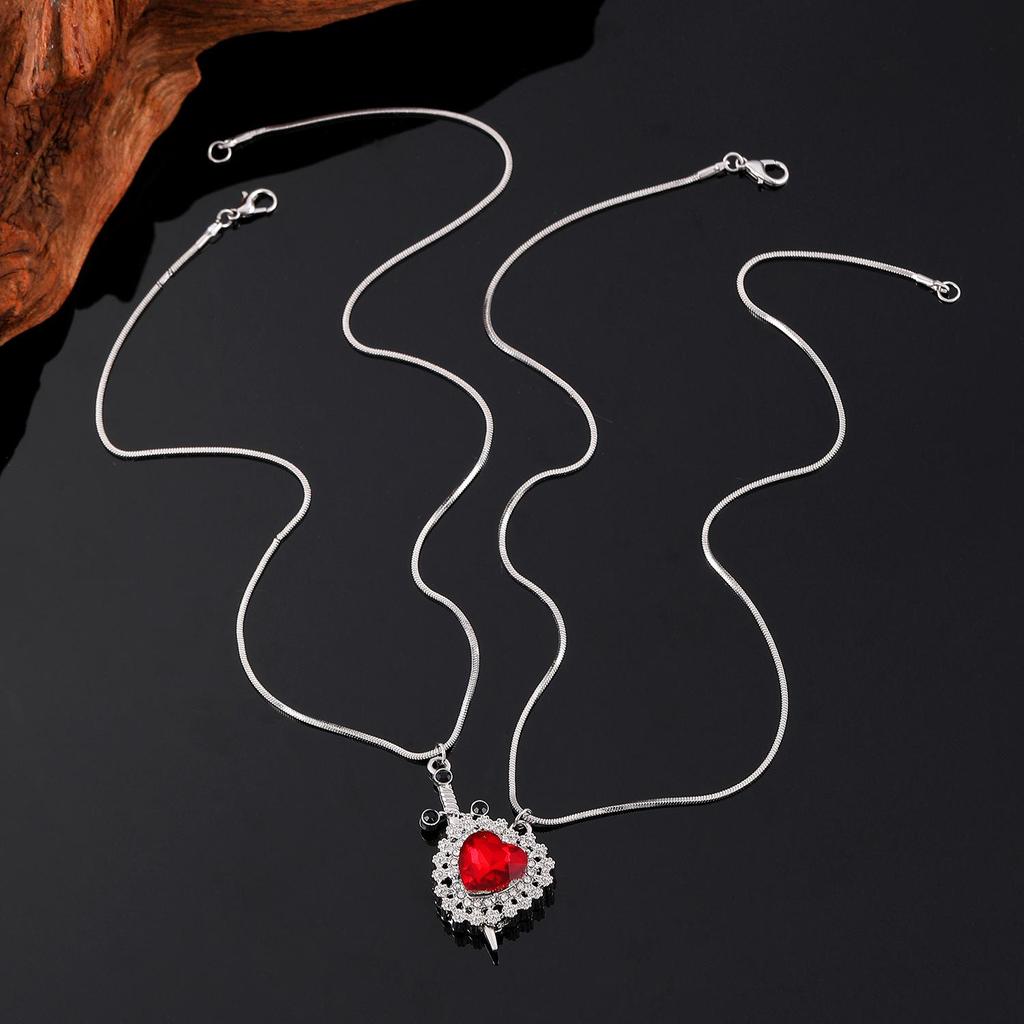 European & American Heart and Arrow Couple Necklace Set with Diamond Accents