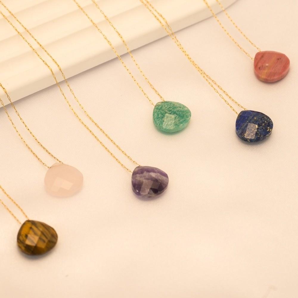 Minimalist Stone Necklace Stainless Steel Collarbone Chain Waterdrop Pendant Necklace Party