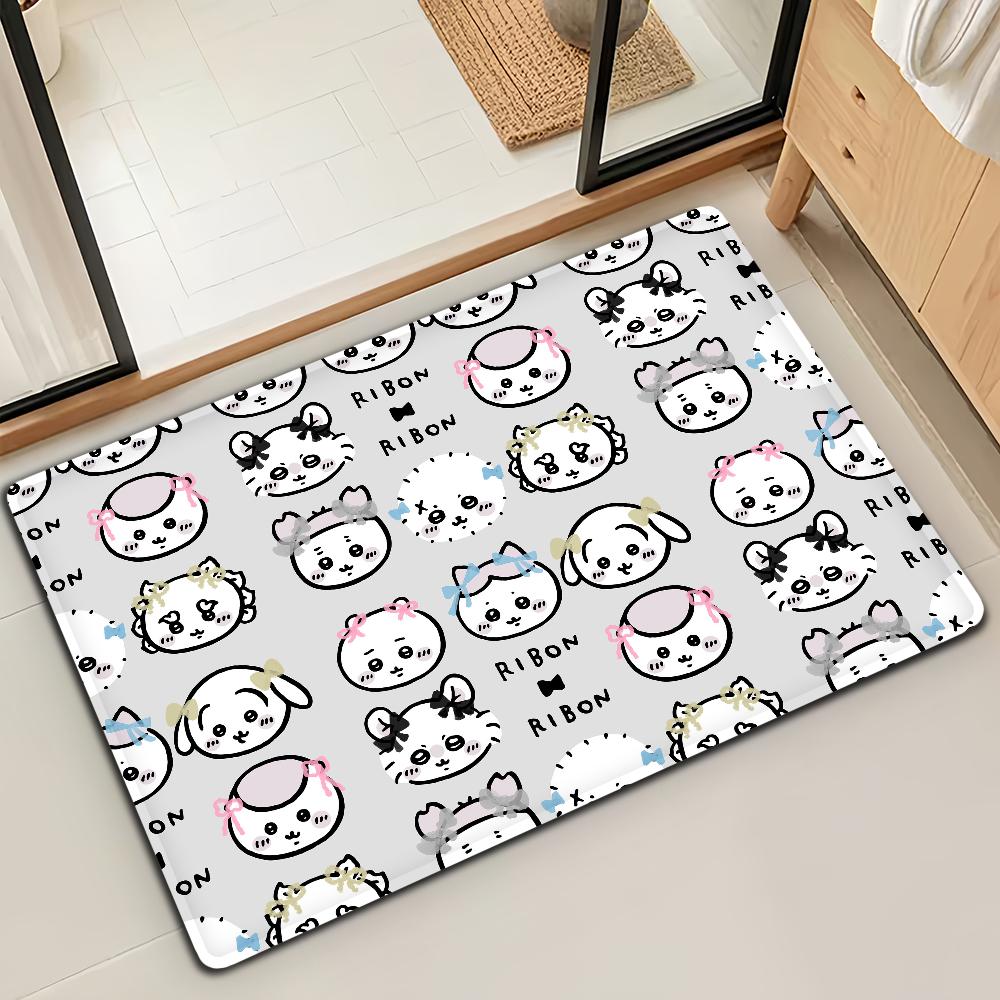 Cute Cartoon C-Chiika-waE Usagi Door Mat Bath Microfiber Decorative Versatile Flannel Floo Mat Quick Dry Absorbent Non-slip Sole