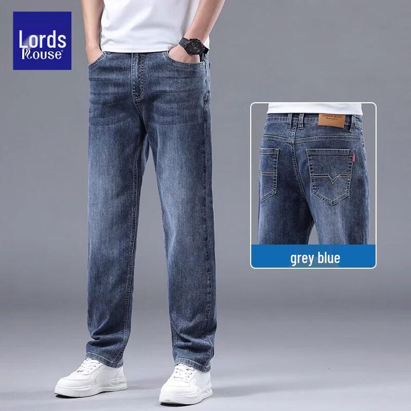 Men s Loose Straight Fit Washed Jeans 32