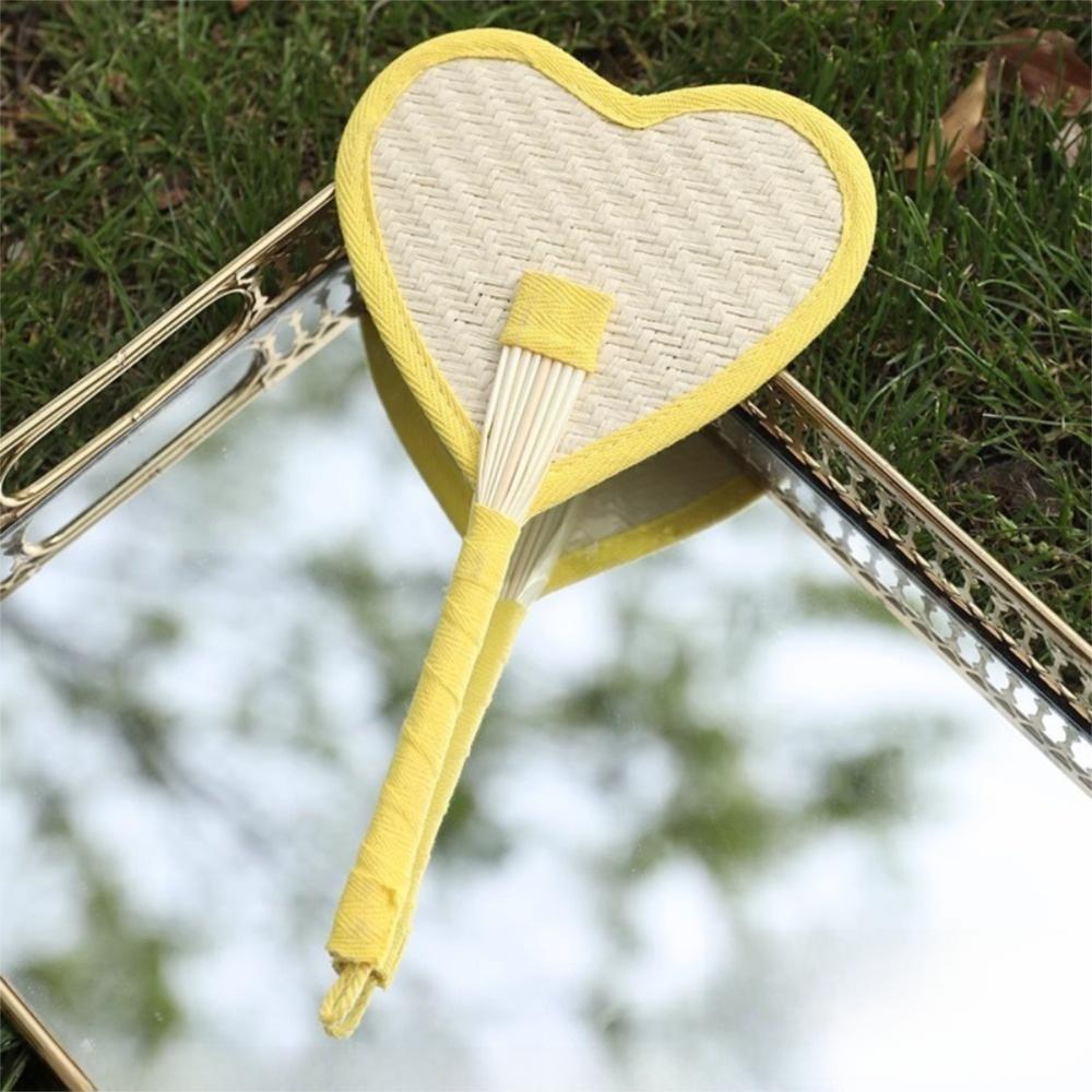 Lightweight Weaving Hand Fan with Colorful Edging Cooling Fan Natural Handmade Raffia Fans  Summer