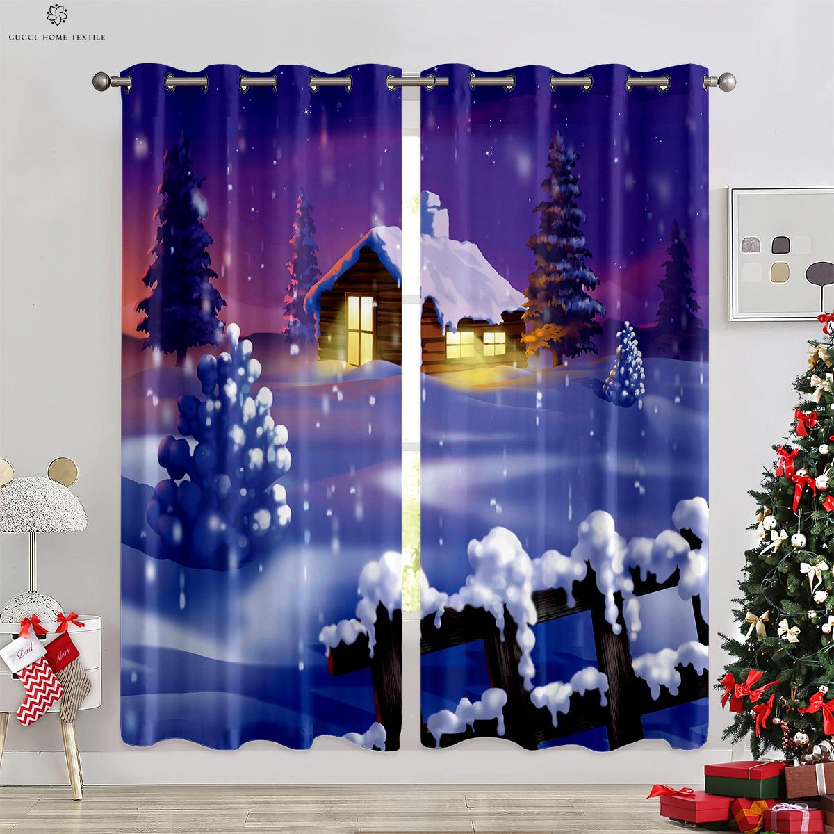 

Merry Christmas Snowman Ball 3D Printed Curtain Durable Bed Room Restaurant Festival Party Decor Curtain Gift Pair of W50xH130(CM)x2PCS&Grommet Top