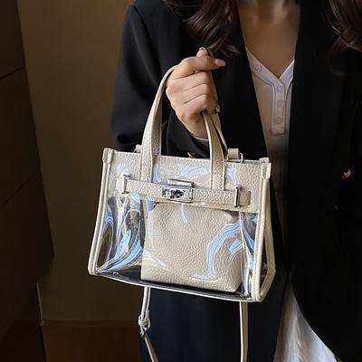 Spring and Summer Popular Transparent Bag Women 2025 New Korean Version of Fashion Niche Versatile Messenger Mother and Child Jelly Bag