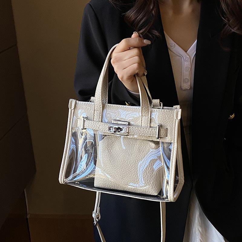 Spring and summer popular transparent bag women 2025 new Korean version of fashion niche versatile messenger mother and child jelly bag