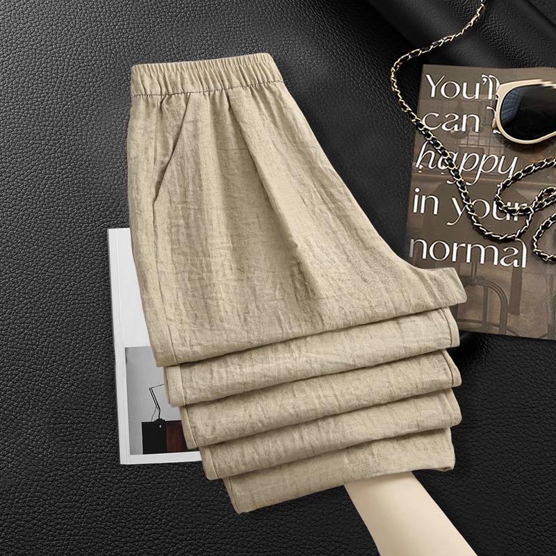 

Women s Spring/Summer 2025 Khaki High-Waisted Wide-Leg Pants - Comfortable, Loose, Slimming, and Cool M [Recommended for 95-105 lbs]