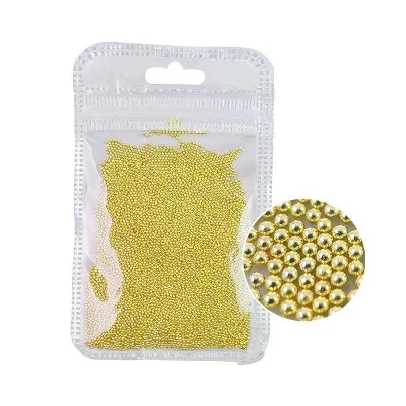 10g/bag Caviar Metal Beads Nail Charm Gold/Silver/Rose Gold Steel Ball Nail Stud 3D Micro Fairy Ball Diamonds Decor