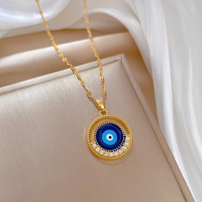 Požehnaný zlý pohled náhrdelník pro ženy titanová ocel štěstí amulet ochrana diamantový přívěsek klíční kost řetízek dárkové šperky