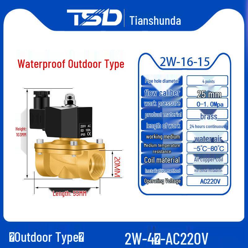 

Електричний соленоїдний клапан: 12В/24В/220В Нормально Закритий, Сумісний з 4-6 Точками та 1-дюймовою Мідною Водопровідною Трубою