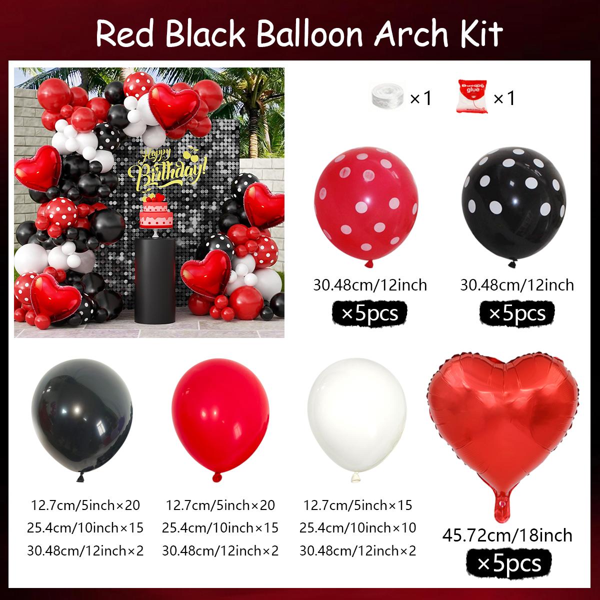 

Red and Black Party Balloon with Red Heart Aluminum Foil Balloon Cherry Balloon for Single Girl Birthday Baby Shower Retro Party Other