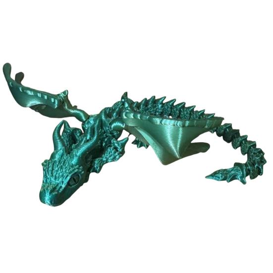 3D Printed Winged Dragon Articulated Dragon Fidget Toy with Horns Dragon Model with Flexible