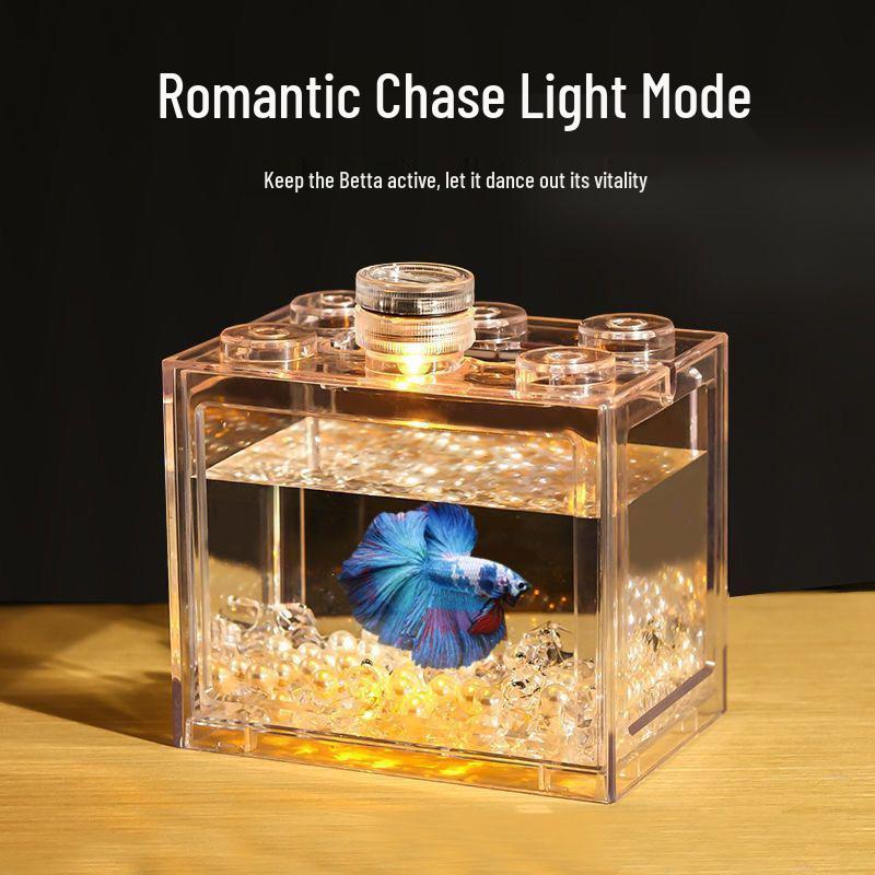 Creative Douyu Small Desktop Fish Tank with Light and Acrylic Aquascaping