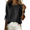 Top Pulover Casual cu Mânecă Lungă pentru Femei Aspect Denim Gât Rotund Bluză Detaliu Nasturi Fante Laterale Material Ușor Croială Relaxată