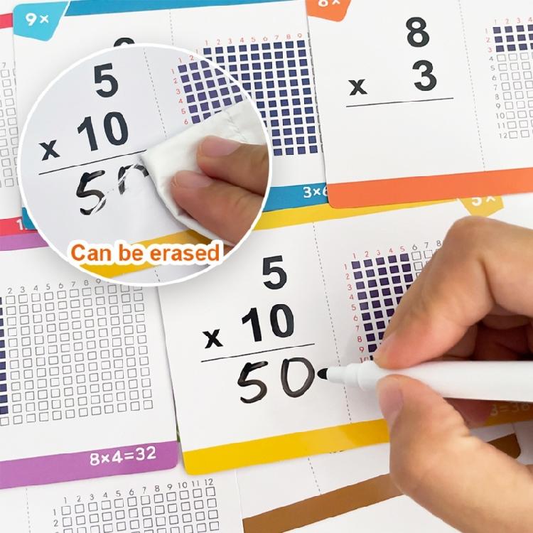 85Pcs Engaging Multiplication Learning Card Erasable Multiplication Flashcards Portable Math Learning Aid For Preschool