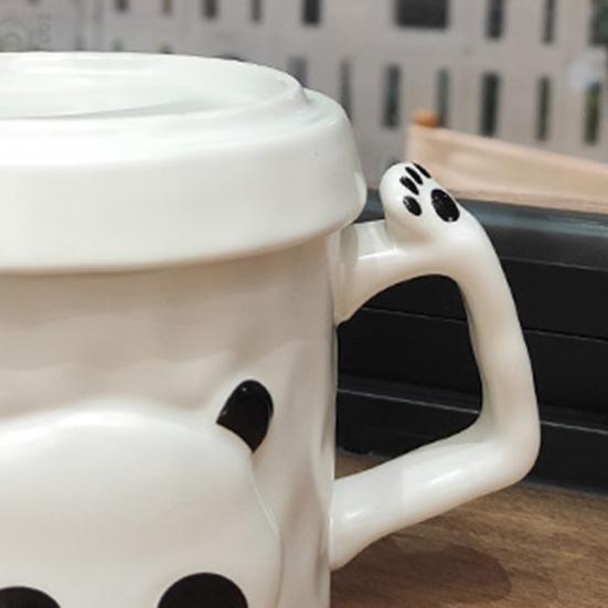 390ml Ceramic Mug Cartoon Panda Shape Large Capacity Ceramic Coffee Mug with Chinese Elements High Temperature Resistant Office Cup