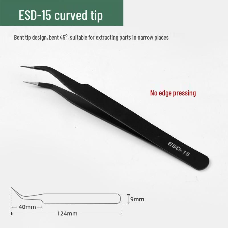 Stainless Steel Precision Tweezers - ESD Pointed Tip Disassembly & Eyelash Tool.