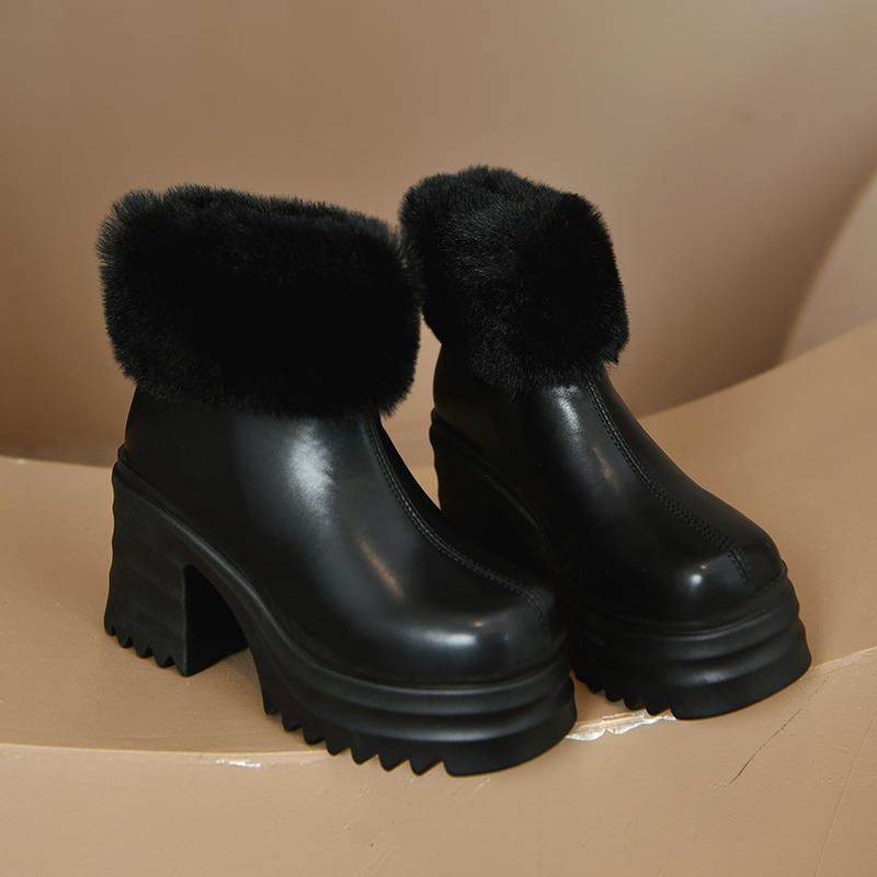 

Модные женские ботинки для отдыха на открытом воздухе, нескользящие однотонные женские ботильоны 2024 года, новые зимние теплые короткие плюшевые ботинки на квадратном каблуке со шнуровкой 40 чёрный