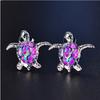 Cute Sea Turtle Stud Earrings For Women Fashion Imitation Blue Fire Opal Stud Earrings For Women Wedding Band Jewelry Gifts