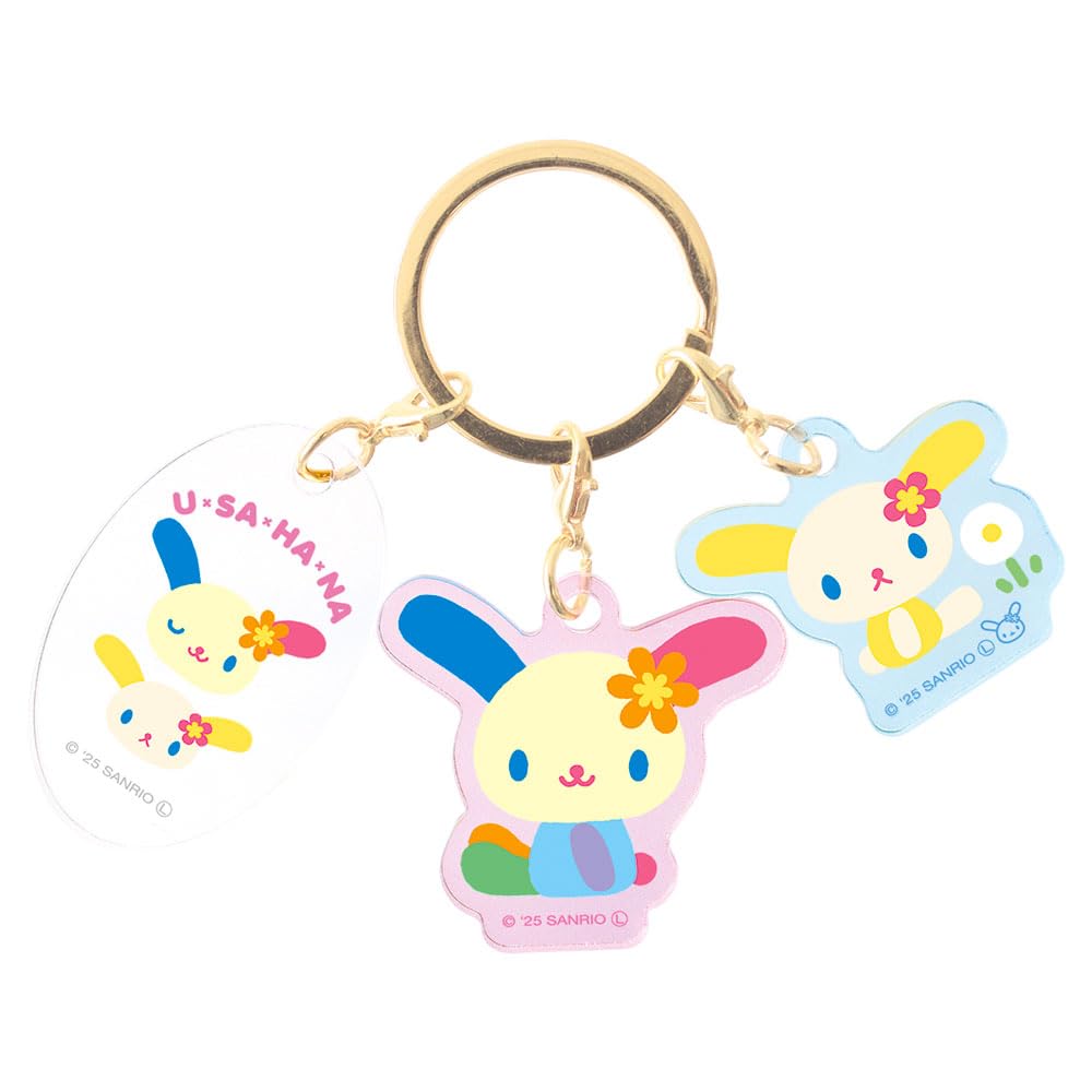 Tees Factory Sanrio Characters H50 x W49 x D3mm Acrylic Part 3-Charm Keychain, Usahana, Approx. (Maximum Size), SR-5546941US