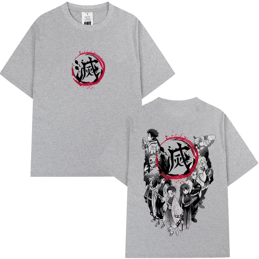 Anime Demon Slayer Hashira Members Logo Graphic T Shirt Men Women Clothing Fashion Oversized Tshirt Male Casual Cotton Tshirts