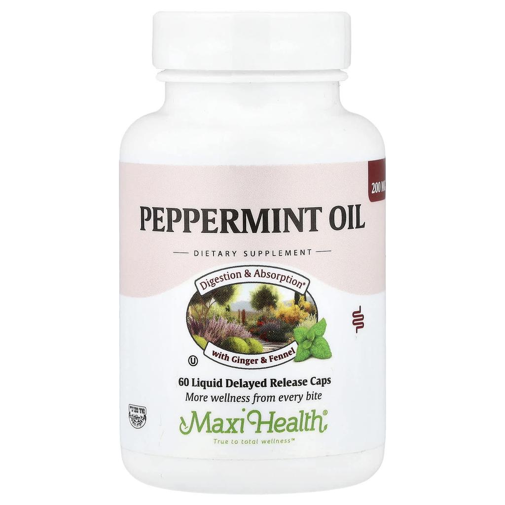 Maxi Health Peppermint Oil, Liquid Delayed-Release Capsules, 60 Capsules