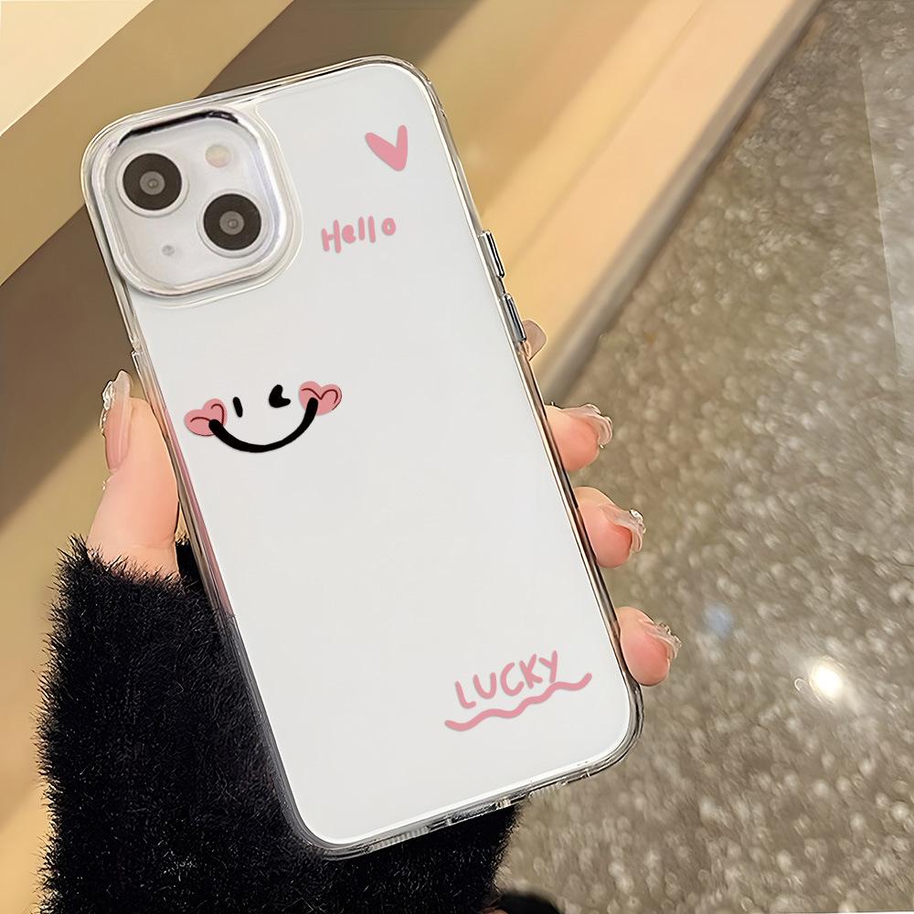 Love English smile applies to iPhone17ProMax transparent mobile phone case Apple 16 soft case 14/13 anti-drop x