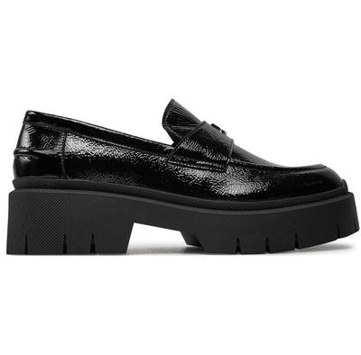 Women's Slip-ons HUGO Loafer Leather Chunky Sole and Stack Logo Detail Black 50538597