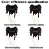Synthetic Black With Red Double Clip On Ponytails Straight Heat Resistant Han Juri Cosplay Game Anime Character Wig