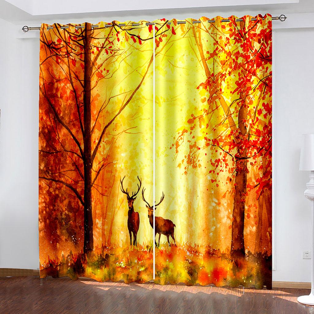 Digital Printing Sika Deer Animal Series Sunshade Curtain Living Room Bedroom Home Decoration