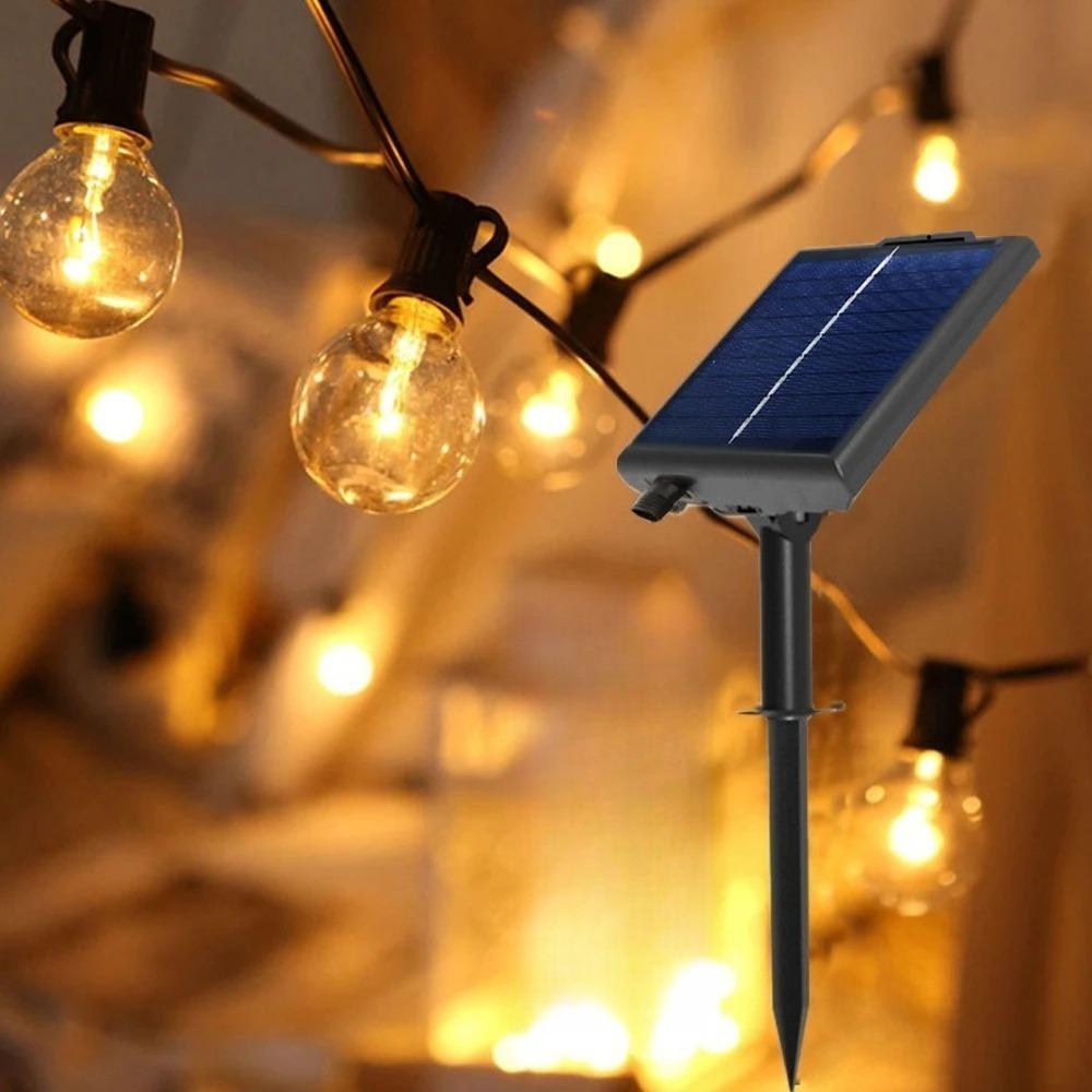 Solar String Lights Outdoor with Remote LED Shatterproof Bulbs Dimmable G40 Solar String Lights for Outside Backyard Party Decor