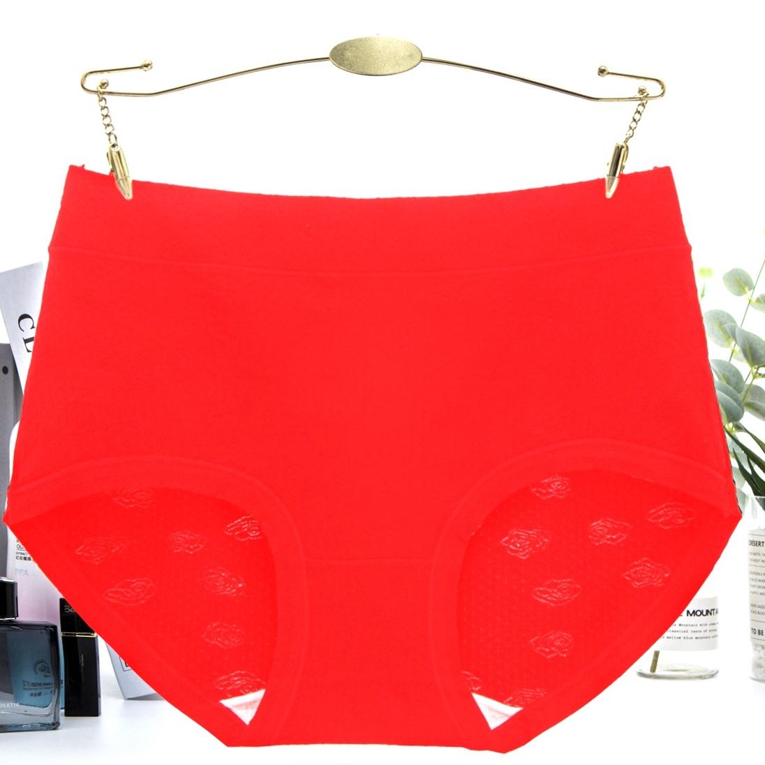 

Розовое жаккардовое нижнее белье из модального хлопка, женские трусики со средней талией, дышащие, подтягивающие бедра, подтягивающие живот, одноцветные, удобные трусики больших размеров L красный
