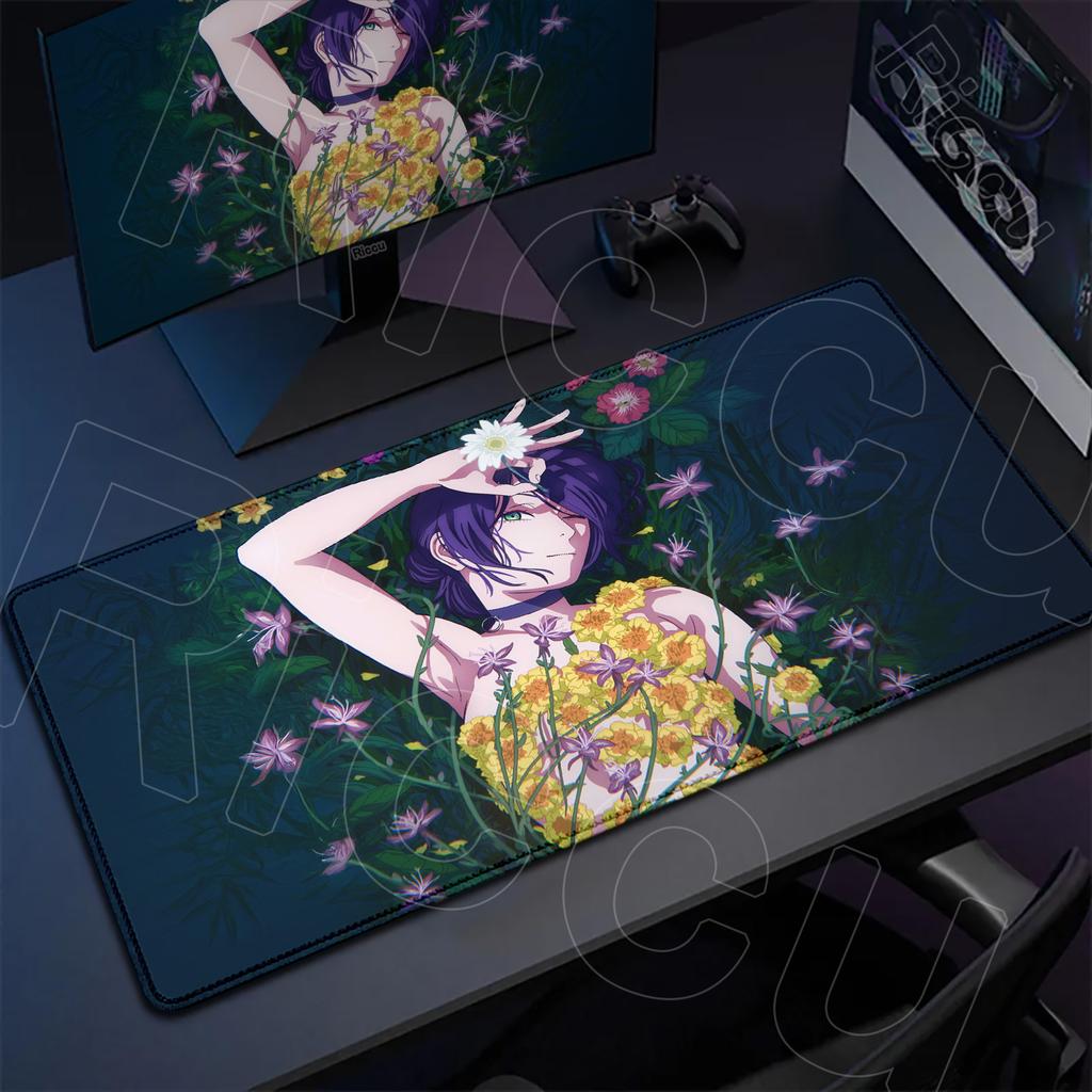 Large Writing Non-slip Office Student Gamer Mat Cute Reze And Flower Art Table Laptops C-Chainsaw Mans Thicken Durable Mouse Pad